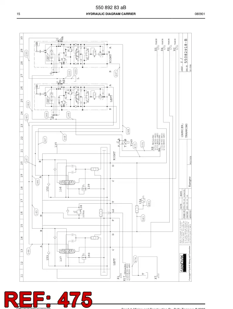 59201261 592 012 61 Hydraulic hose assembly - Sandvik Technical Drawing