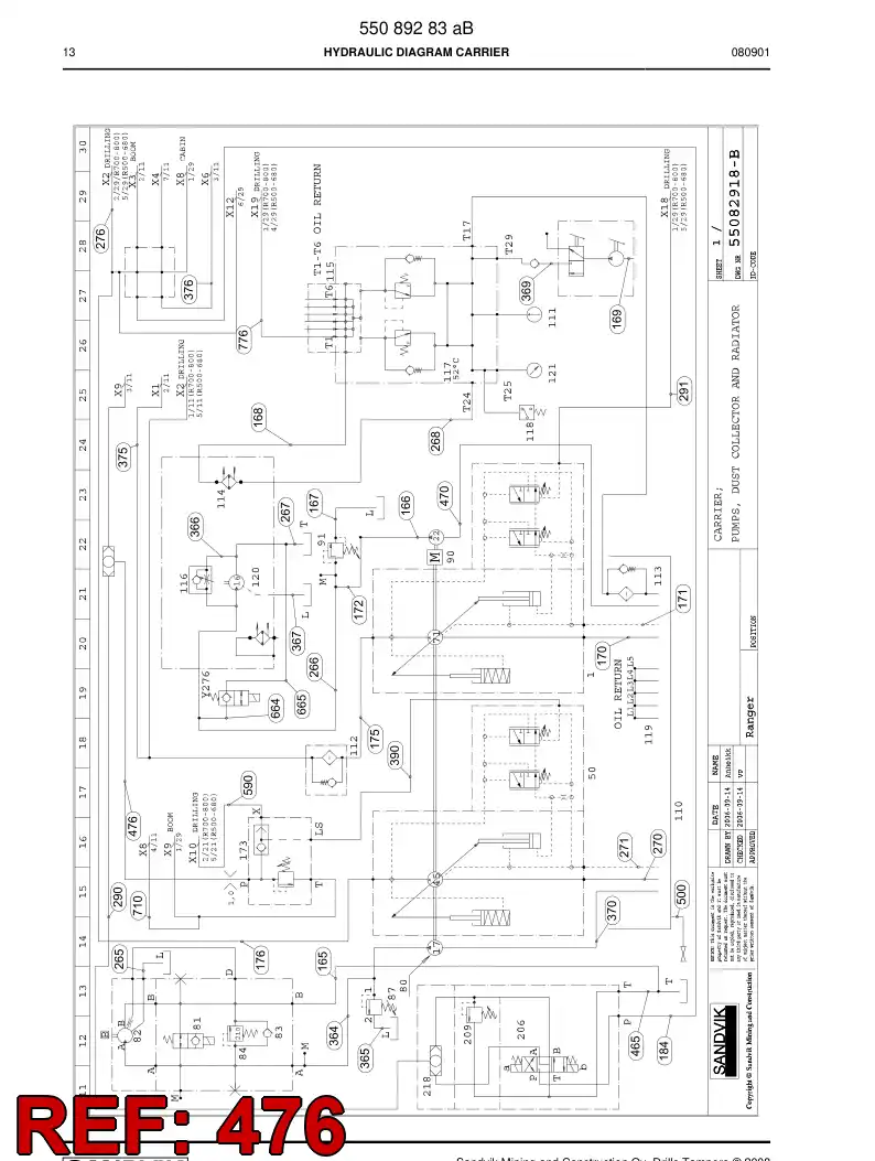 59201263 592 012 63 Hose Assembly, Hydraulic - Sandvik Technical Drawing