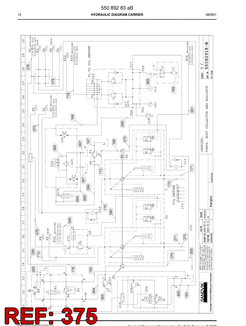 59201273 592 012 73 Hydraulic hose assembly - Sandvik Technical Drawing