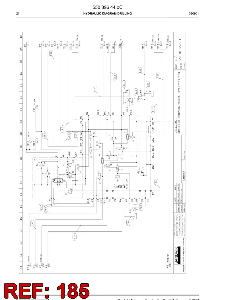59201283a 592 012 83a HOSE ASSY - Sandvik Technical Drawing