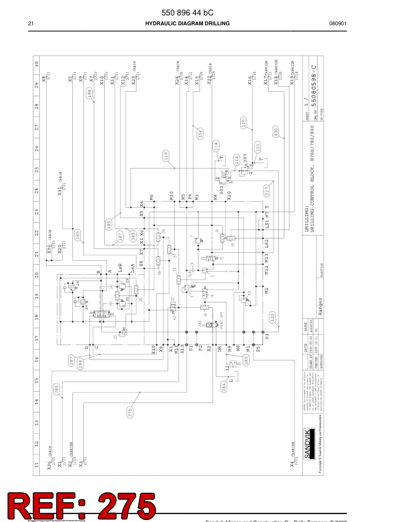 592 012 85 Hydraulic hose assembly - drawing