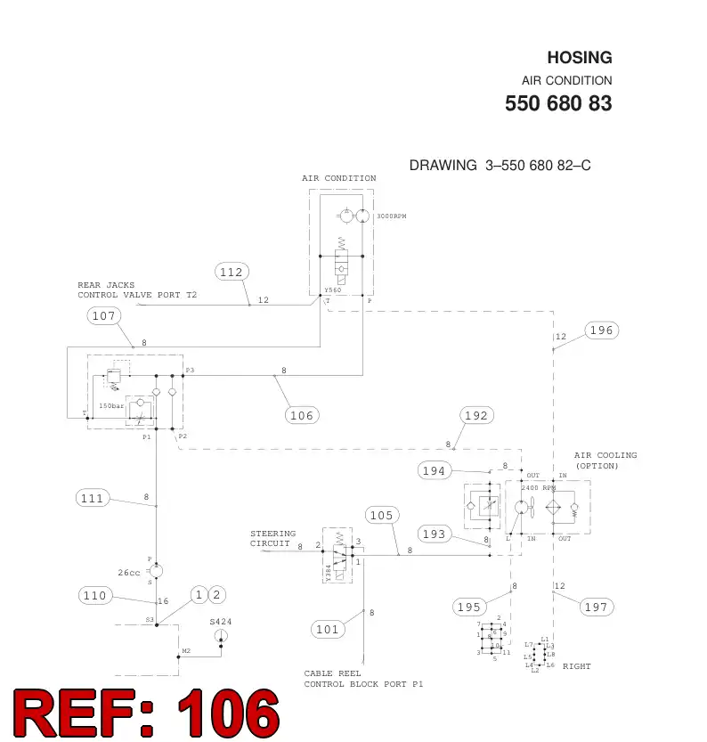 59201296 592 012 96 HYDRAULIC HOSE ASSEMBLY - Sandvik Technical Drawing