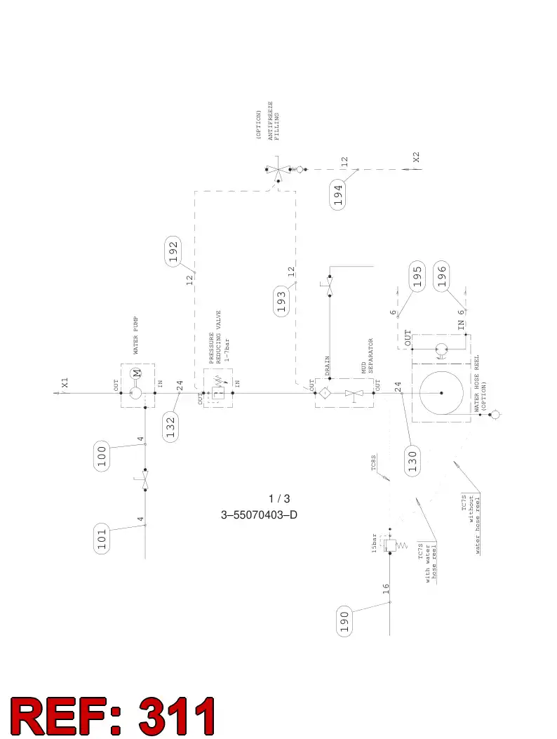 59201306 592 013 06 HYDRAULIC HOSE ASSEMBLY - Sandvik Technical Drawing