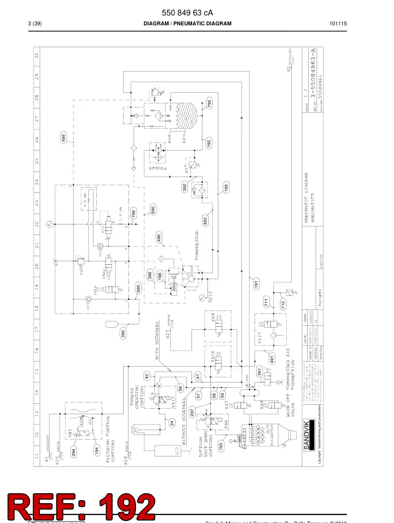 59201307 592 013 07 Hose Assembly, Hydraulic - Sandvik Technical Drawing