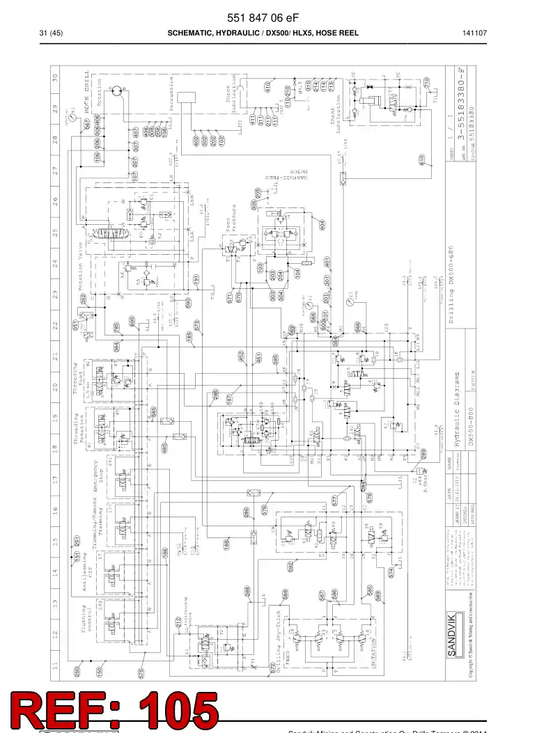 59201361c 592 013 61c Hose Assembly, Hydraulic - Sandvik Technical Drawing