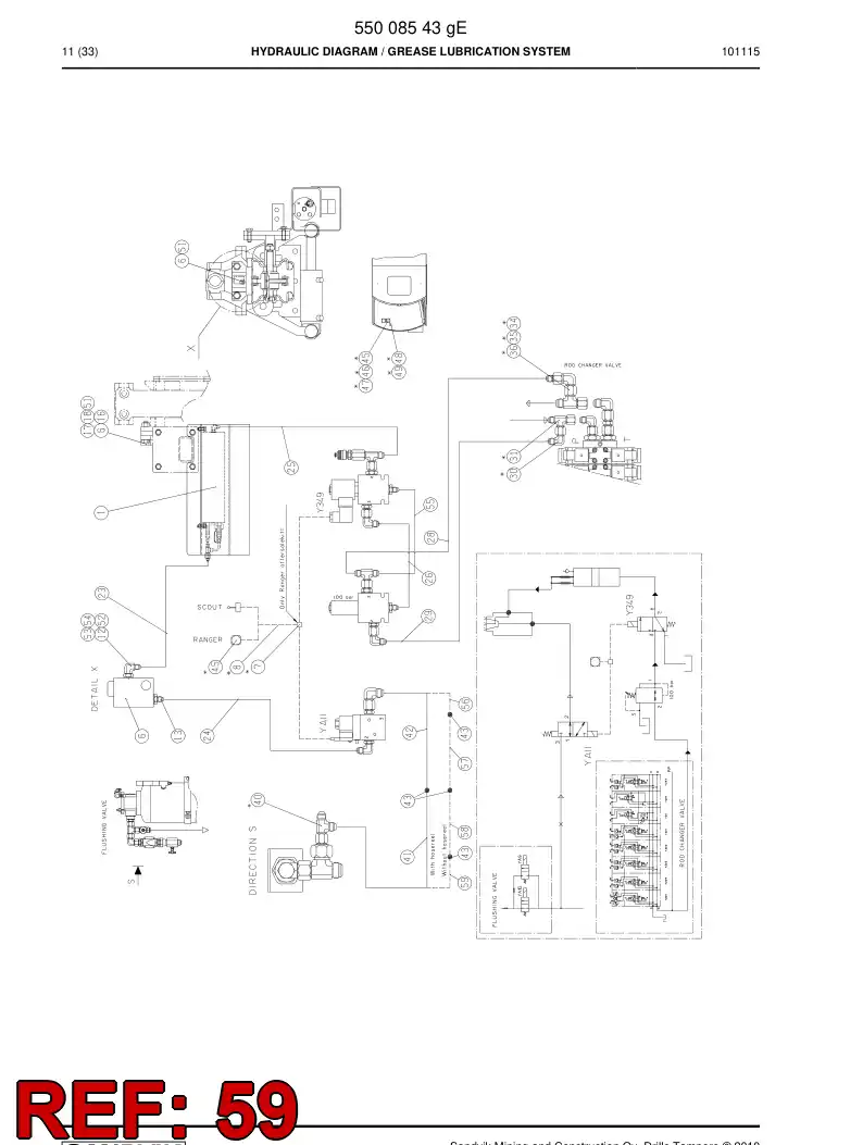 59201371 592 013 71 Hose Assembly, Hydraulic - Sandvik Technical Drawing