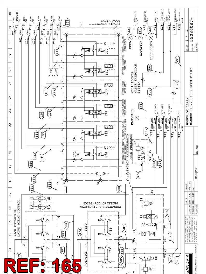 59201416 592 014 16 HYDRAULIC HOSE ASSEMBLY - Sandvik Technical Drawing