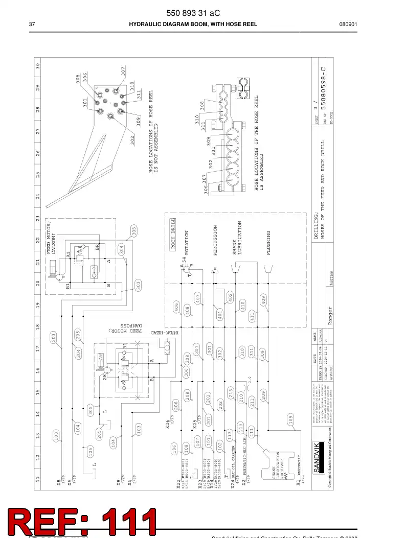 59201419 592 014 19 Hose Assembly, Hydraulic - Sandvik Technical Drawing