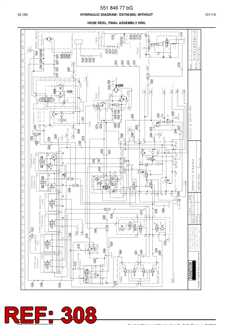 59201425 592 014 25 Hose Assembly, Hydraulic - Sandvik Technical Drawing