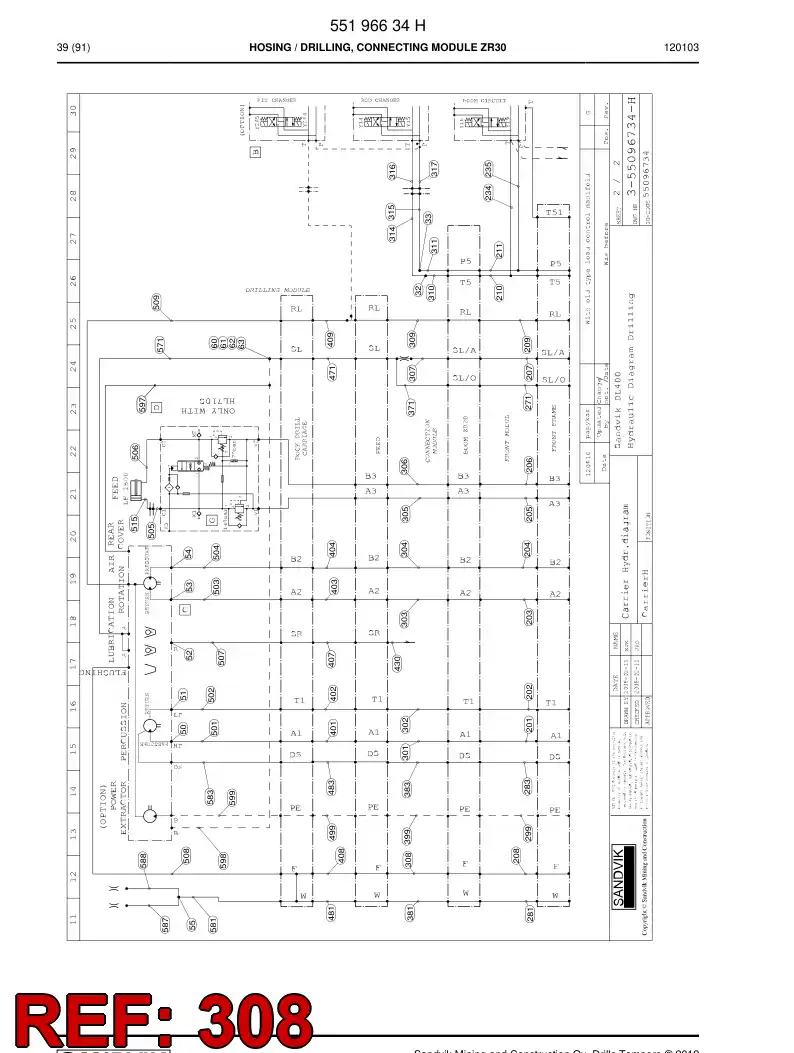 59201473 592 014 73 Hydraulic hose assembly - Sandvik Technical Drawing