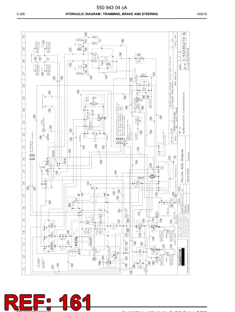 59201485 592 014 85 Hydraulic hose assembly - Sandvik Technical Drawing