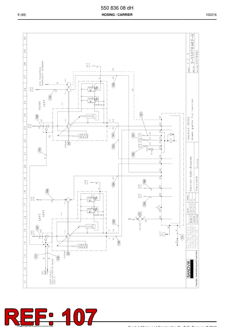 59201487 592 014 87 Hydraulic hose assembly - Sandvik Technical Drawing