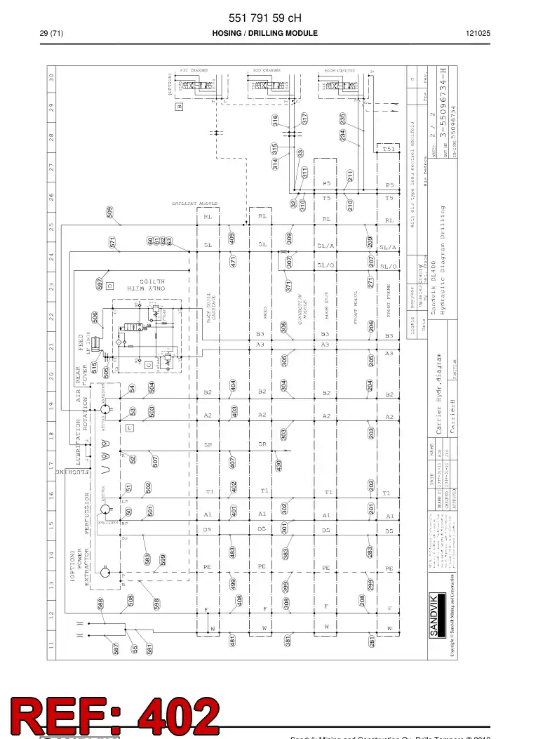 59201489a 592 014 89a Hose Assembly, Hydraulic - Sandvik Technical Drawing