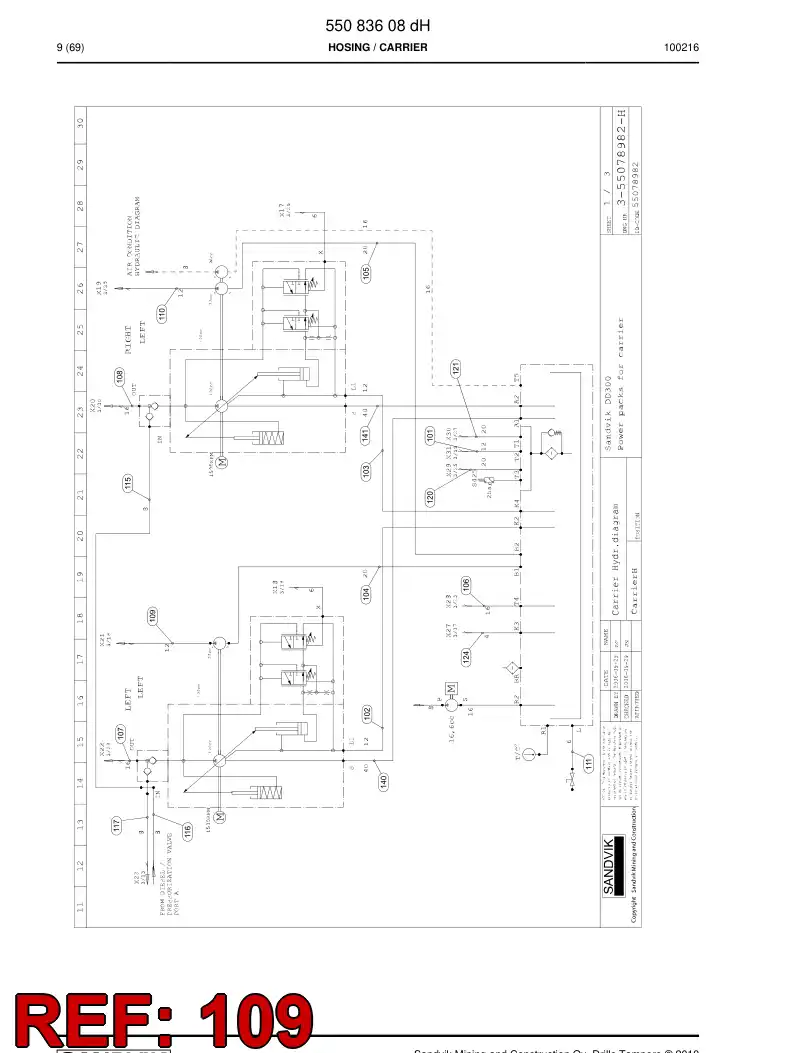 59201491a 592 014 91a Hydraulic hose assembly - Sandvik Technical Drawing