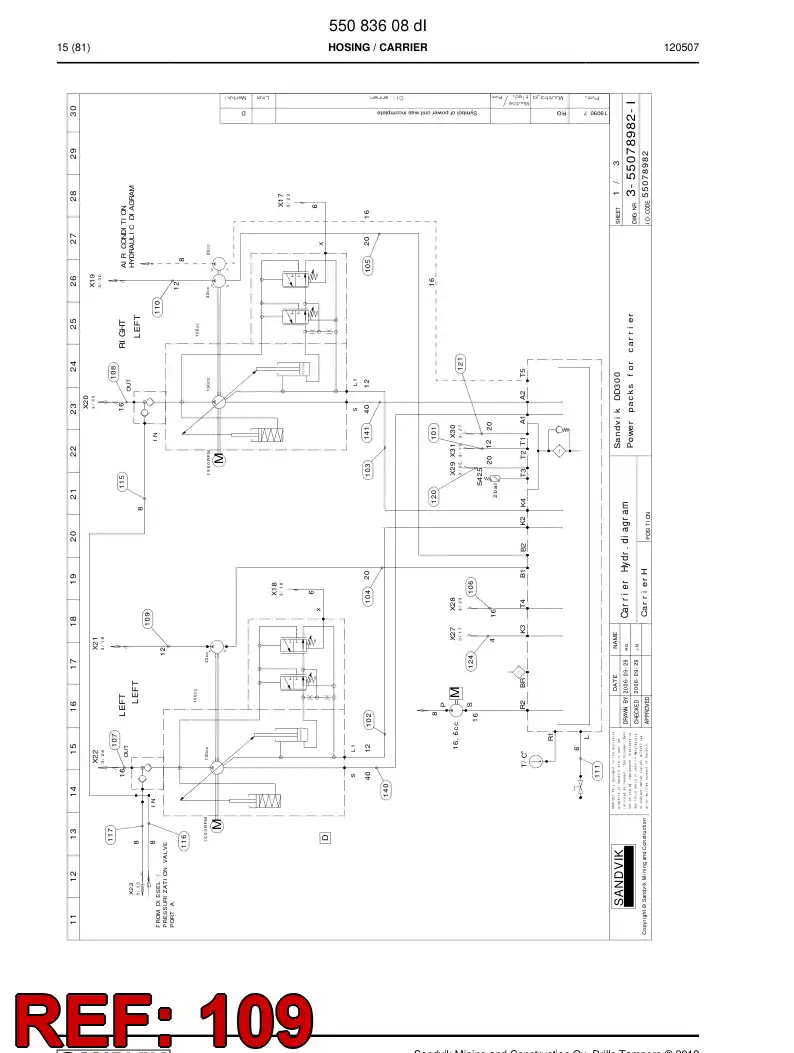 59201491b 592 014 91b Hydraulic hose assembly - Sandvik Technical Drawing