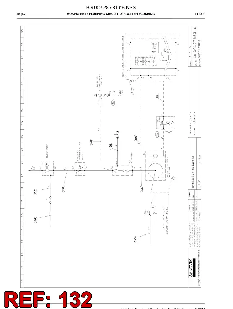 59201495a 592 014 95a Hose Assembly, Hydraulic - Sandvik Technical Drawing