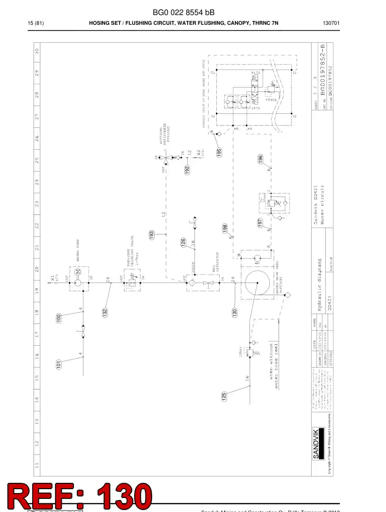 59201497 592 014 97 Hose Assembly, Hydraulic - Sandvik Technical Drawing