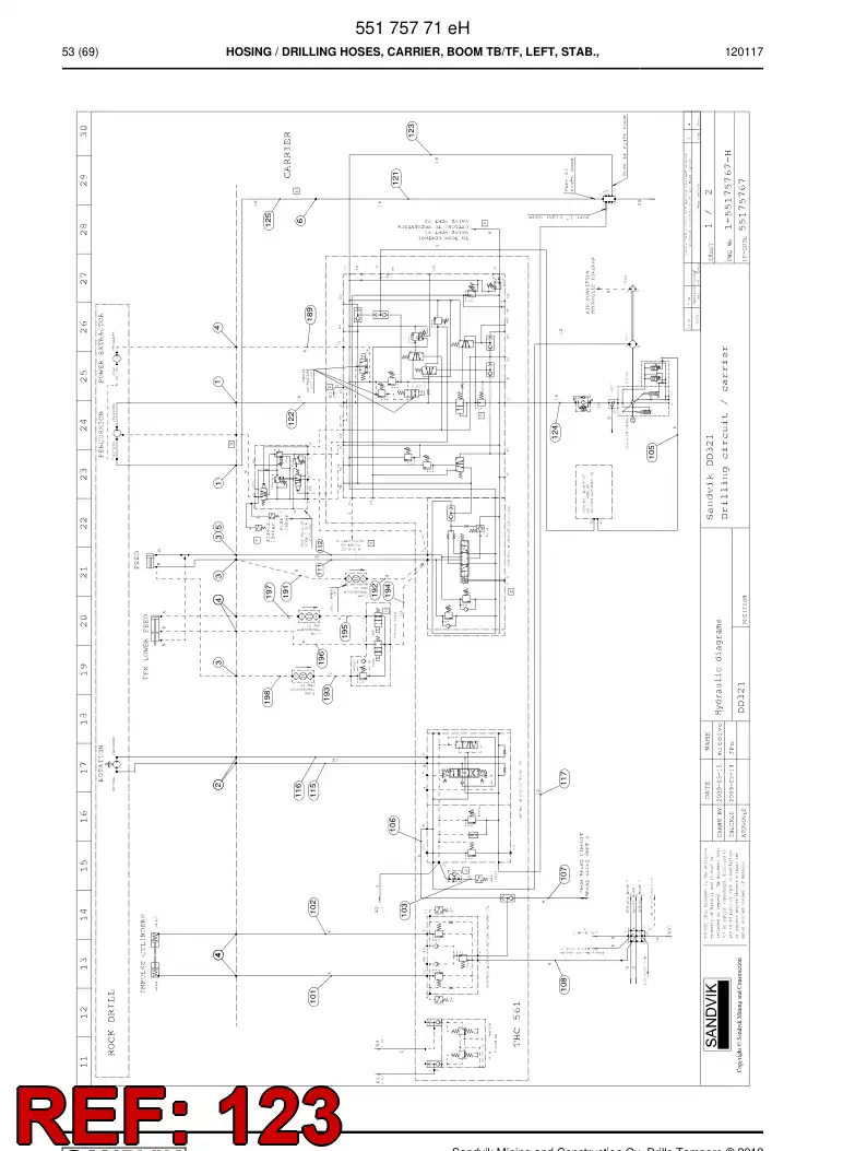 59201501 592 015 01 Hose Assembly, Hydraulic - Sandvik Technical Drawing