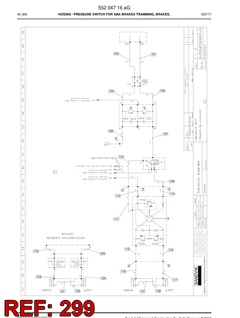 59201511 592 015 11 Hose Assembly, Hydraulic - Sandvik Technical Drawing