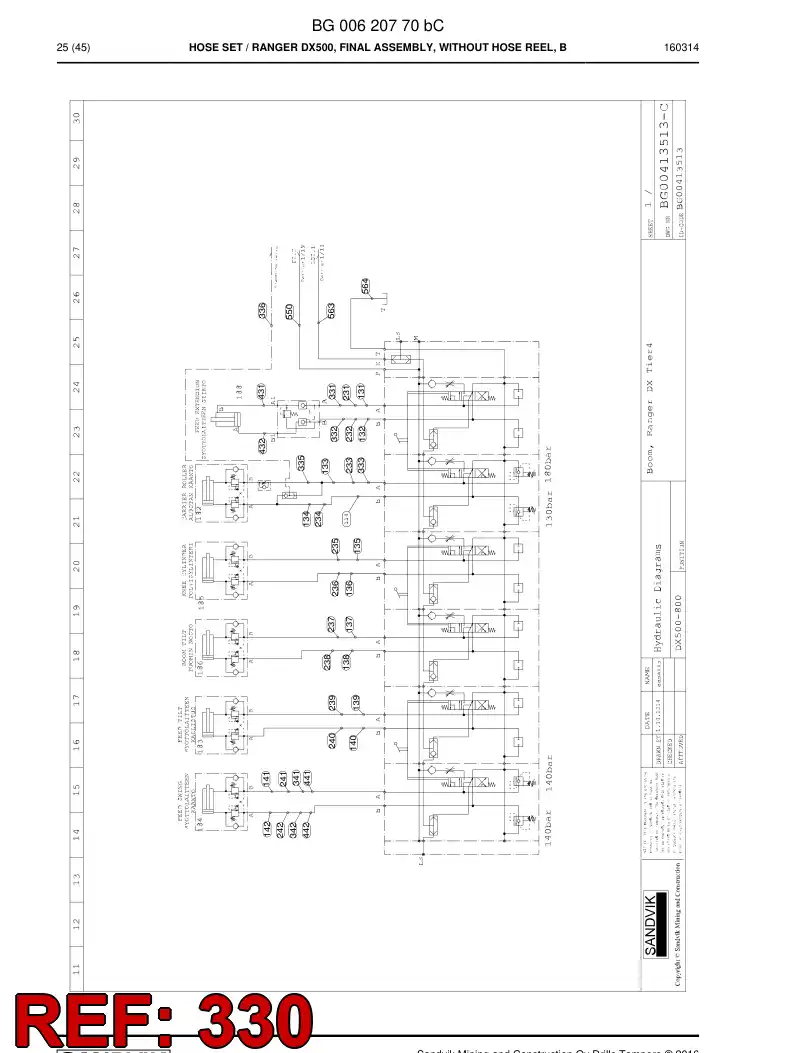 592 015 23 Hose Assembly, Hydraulic - drawing