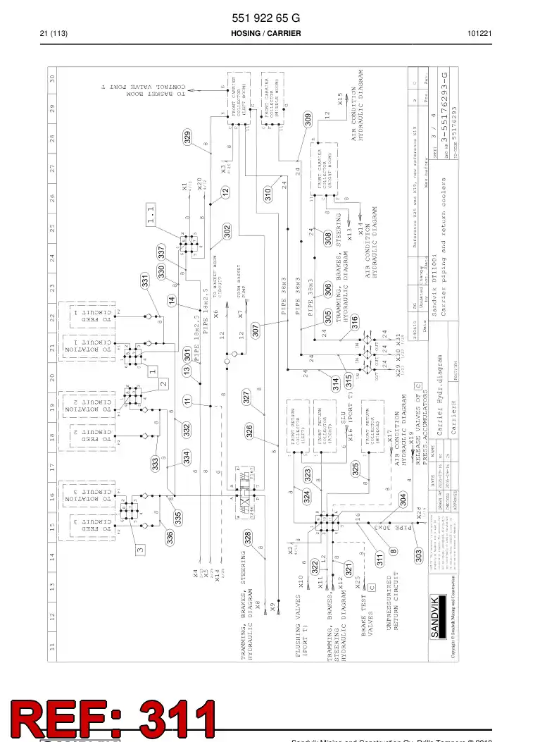 59201531 592 015 31 HOSE ASSY - Sandvik Technical Drawing