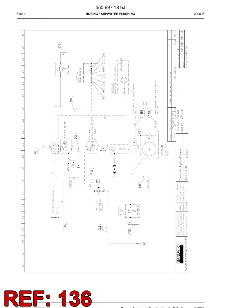 59201539 592 015 39 Hydraulic hose assembly - Sandvik Technical Drawing