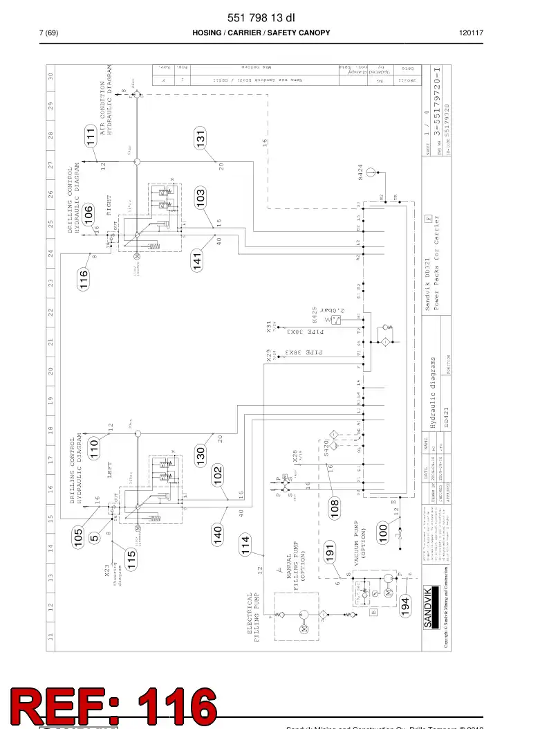 59201545 592 015 45 Hose Assembly, Hydraulic - Sandvik Technical Drawing