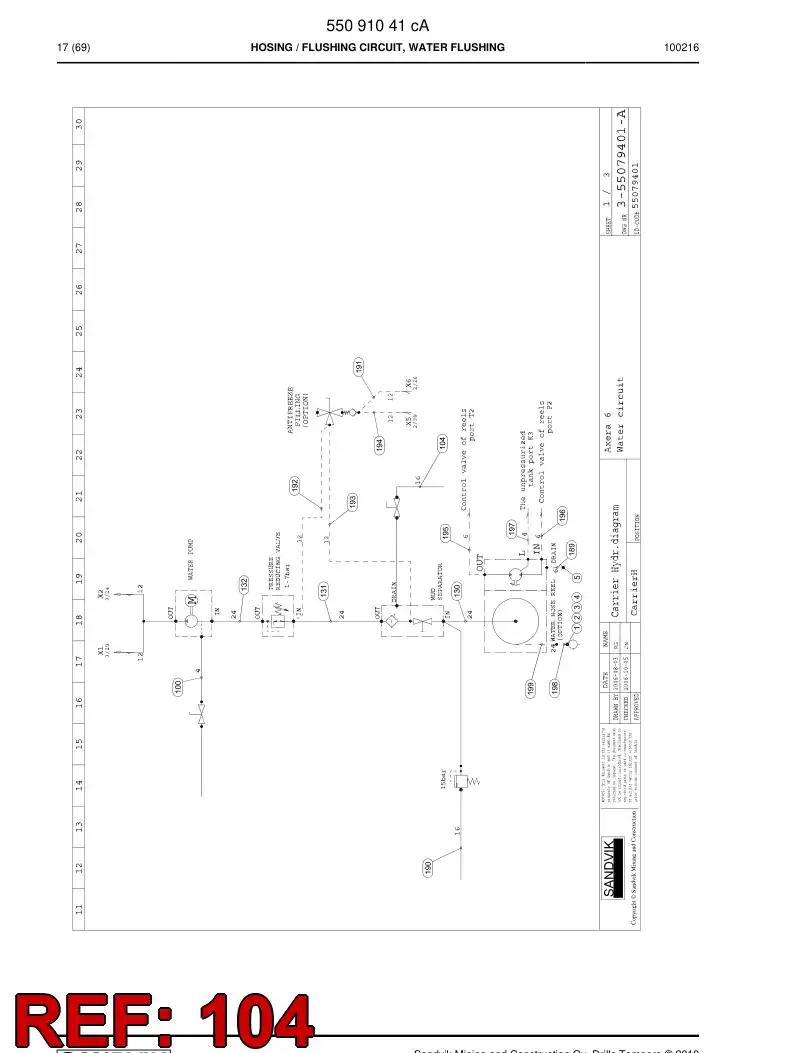 59201551 592 015 51 Hydraulic hose assembly - Sandvik Technical Drawing