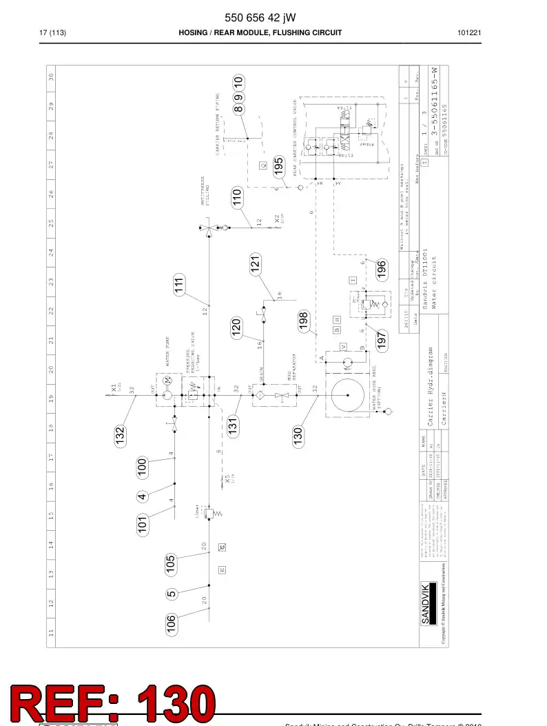 59201555 592 015 55 HOSE ASSY - Sandvik Technical Drawing
