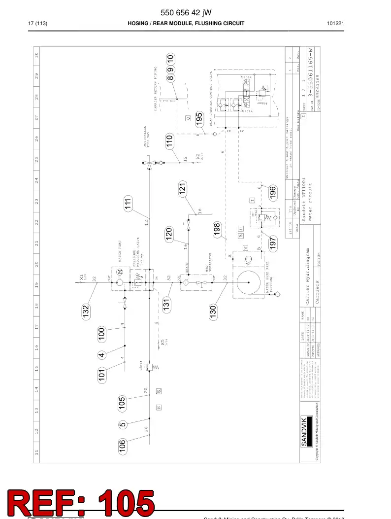 59201557 592 015 57 HOSE ASSY - Sandvik Technical Drawing