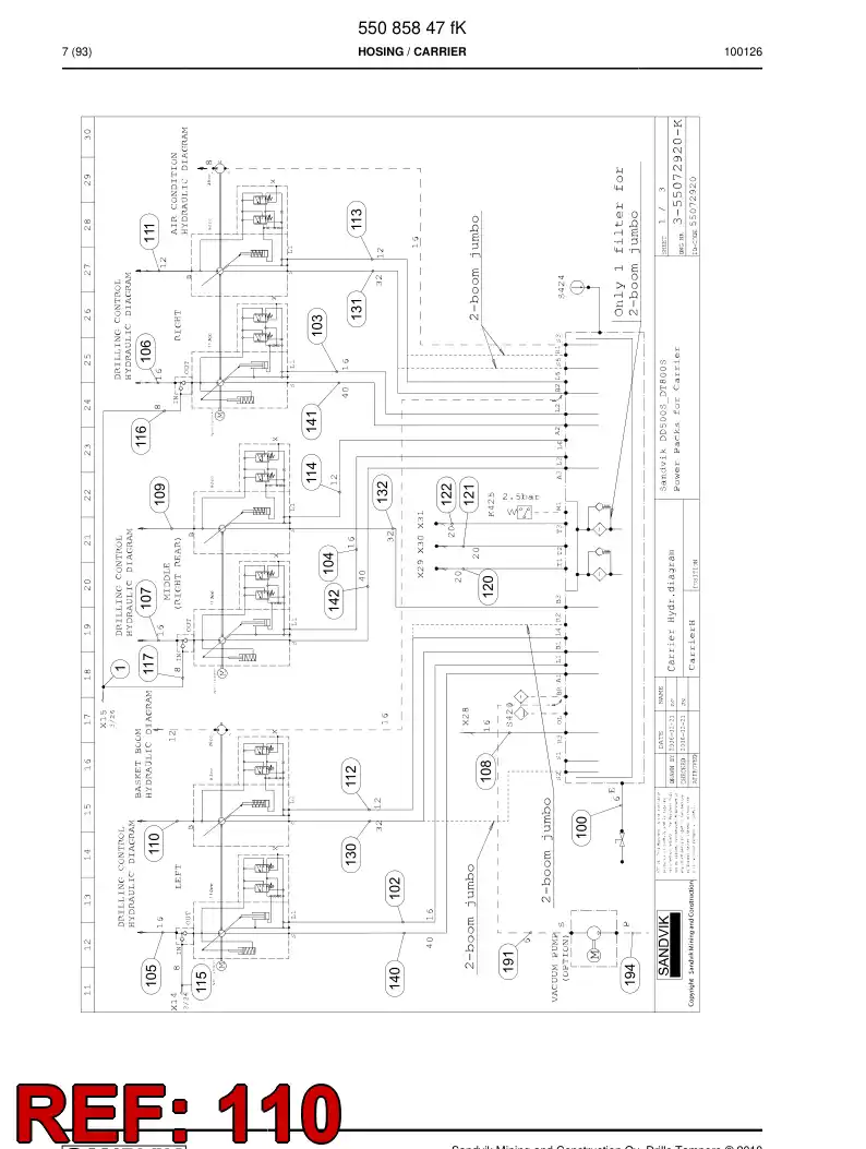 59201571a 592 015 71a Hydraulic hose assembly - Sandvik Technical Drawing