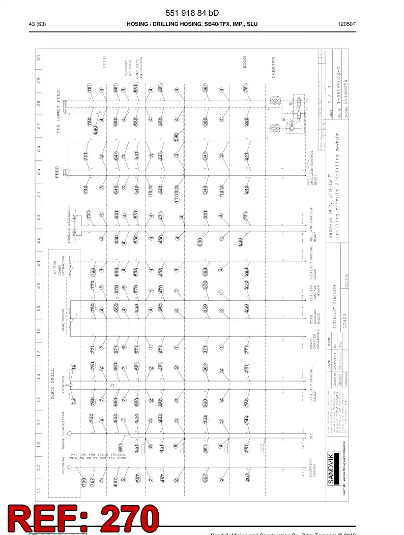 59201575 592 015 75 Hose Assembly, Hydraulic - Sandvik Technical Drawing