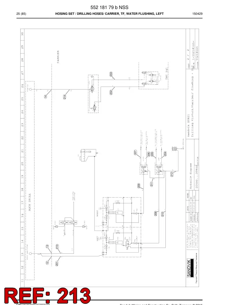 59201591 592 015 91 Hose Assembly, Hydraulic - Sandvik Technical Drawing