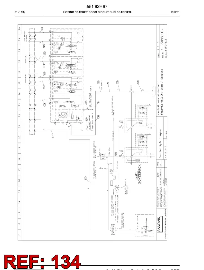59201615 592 016 15 Hydraulic hose assembly - Sandvik Technical Drawing