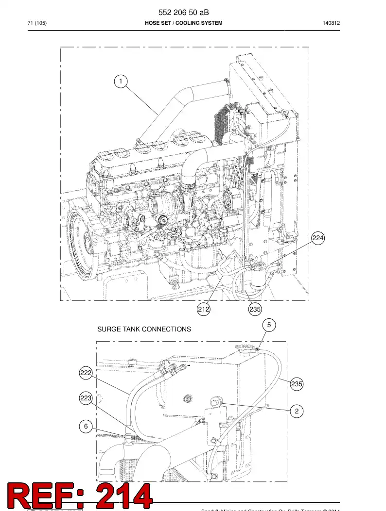 59201623 592 016 23 Hose Assembly, Fuel - Sandvik Technical Drawing