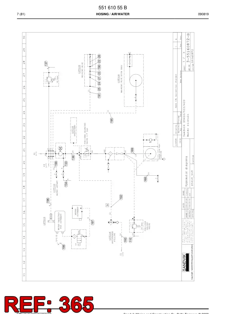 59201651 592 016 51 Hydraulic hose assembly - Sandvik Technical Drawing