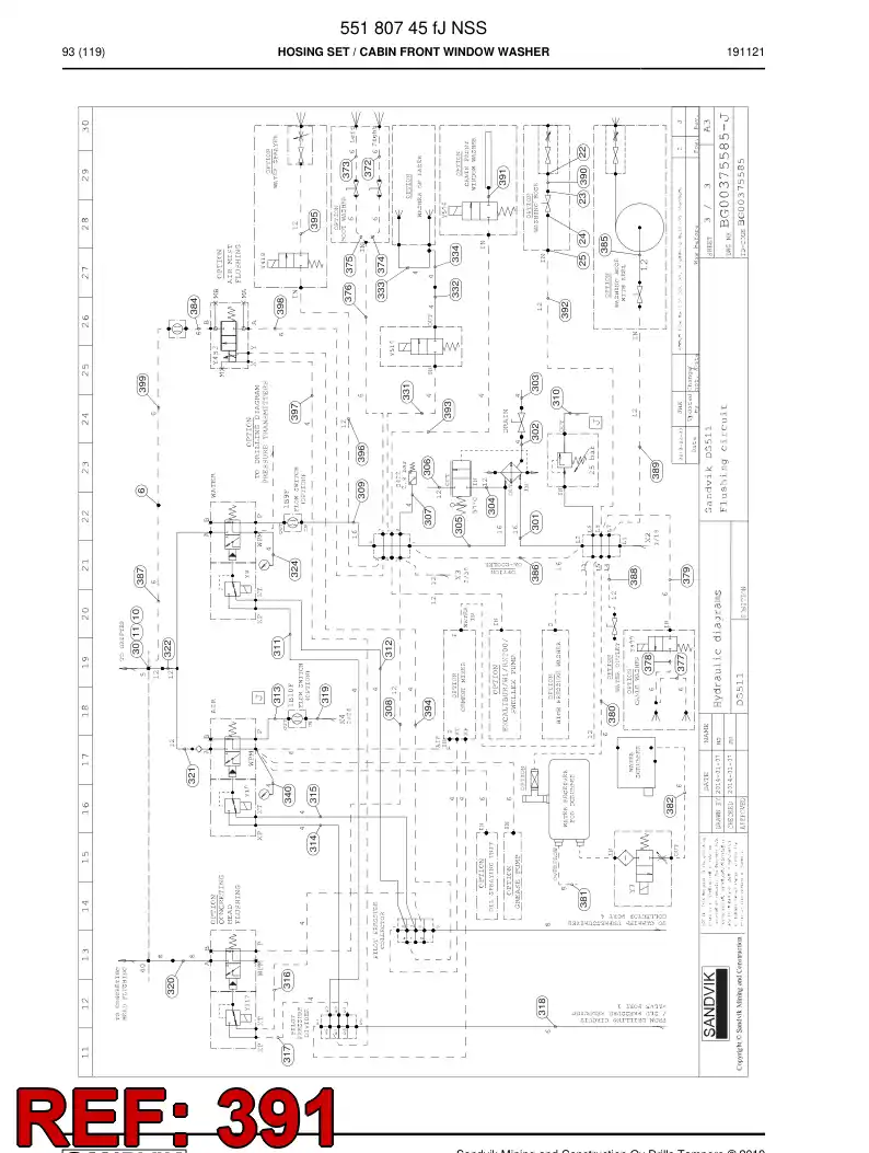 59201651b 592 016 51b Hose Assembly, Hydraulic - Sandvik Technical Drawing