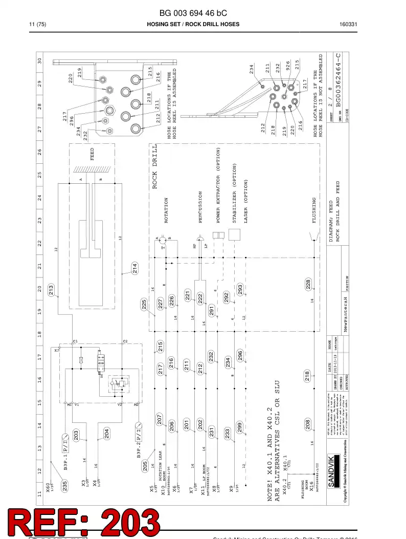 59201681 592 016 81 Hose Assembly, Hydraulic - Sandvik Technical Drawing