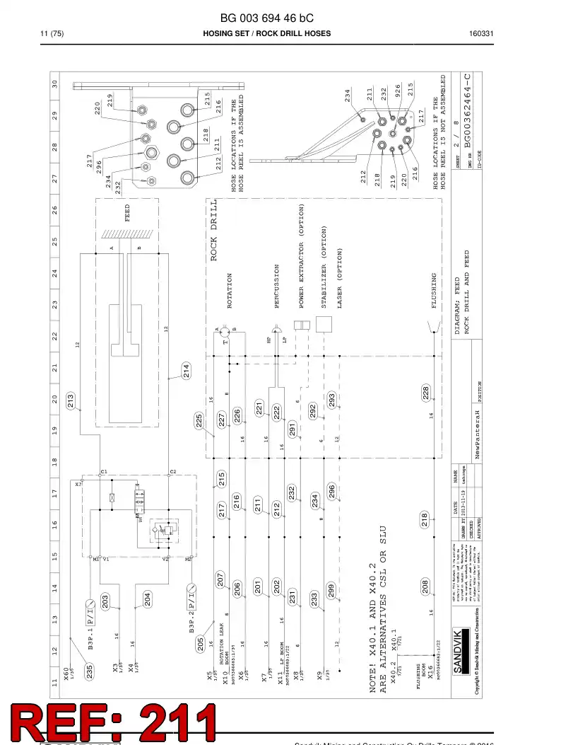 59201689 592 016 89 Hose Assembly, Hydraulic - Sandvik Technical Drawing