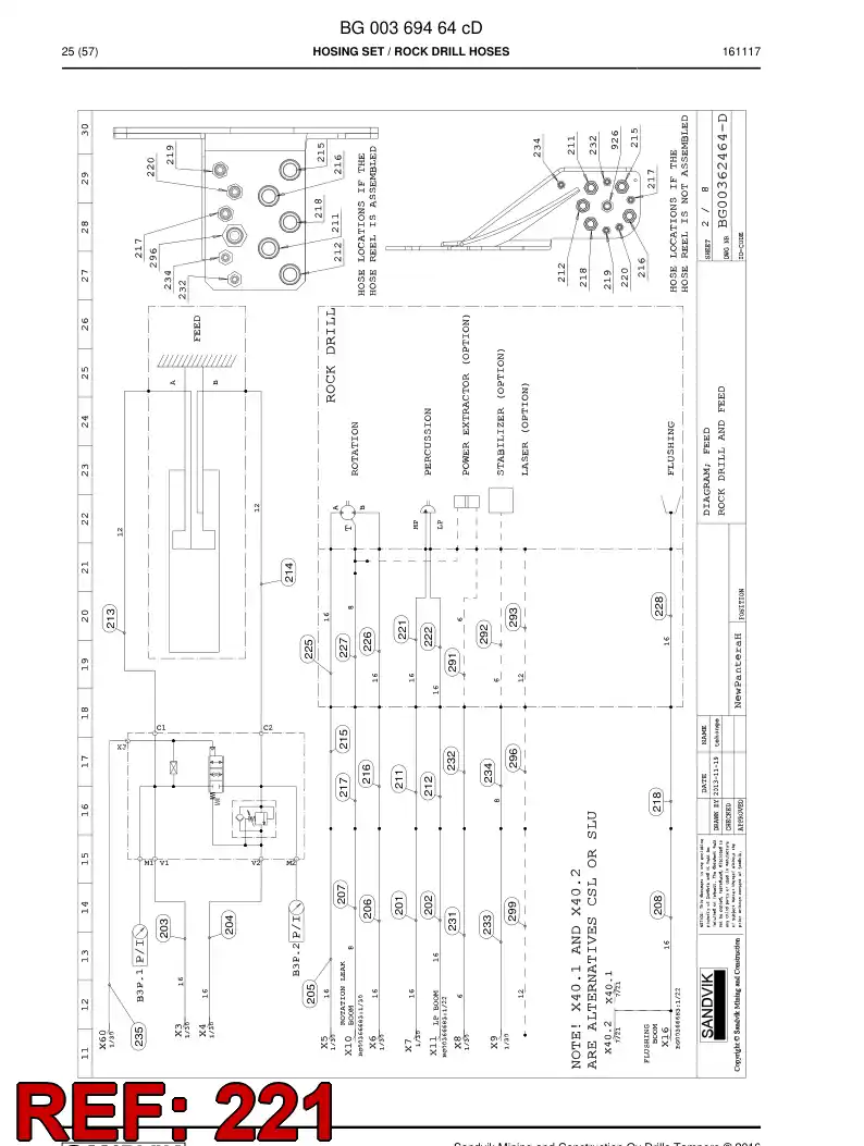 59201691 592 016 91 Hose Assembly, Hydraulic - Sandvik Technical Drawing