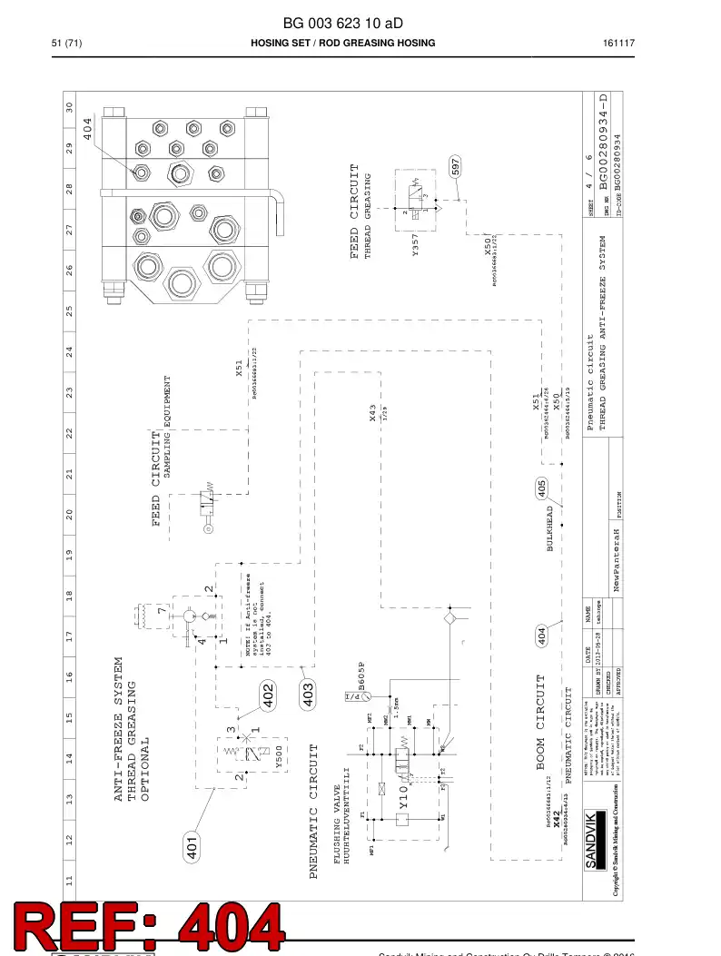 59201717 592 017 17 Hose Assembly, Hydraulic - Sandvik Technical Drawing