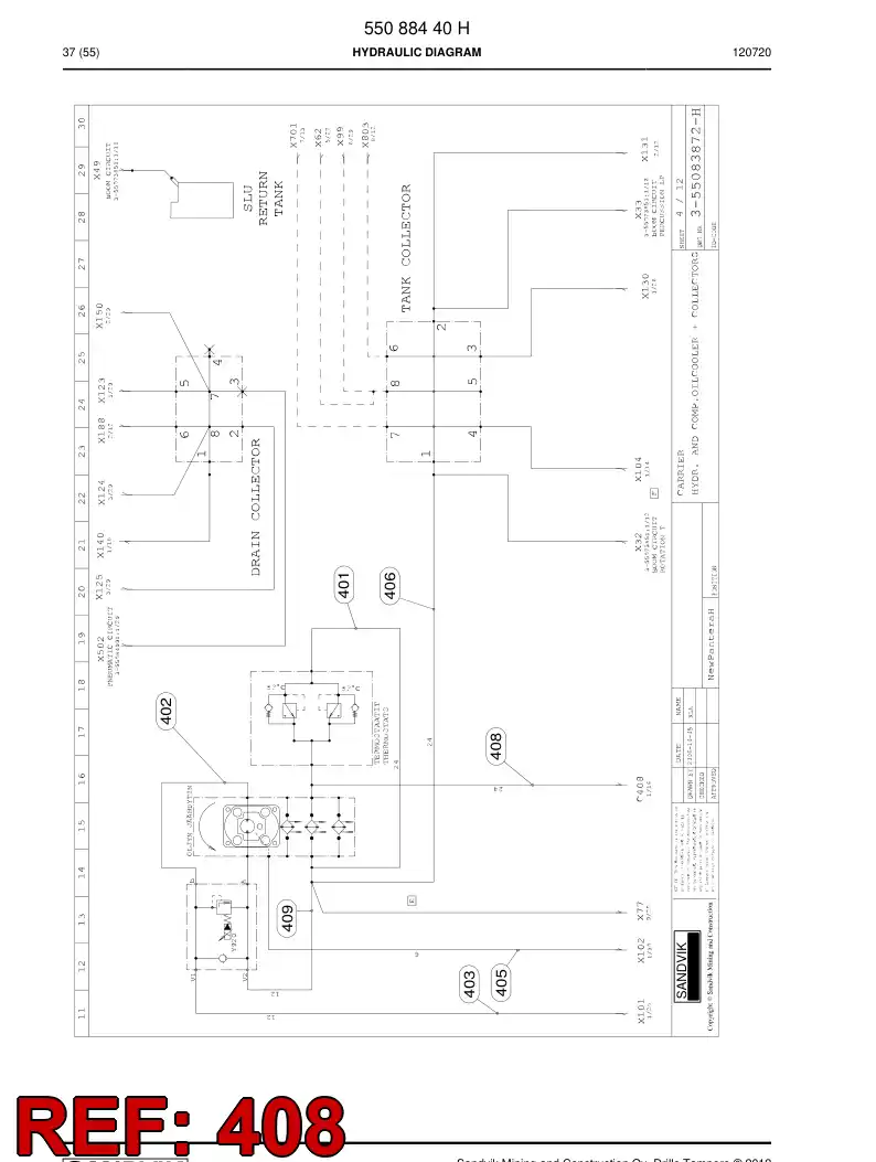 59201743 592 017 43 Hose Assembly, Hydraulic - Sandvik Technical Drawing