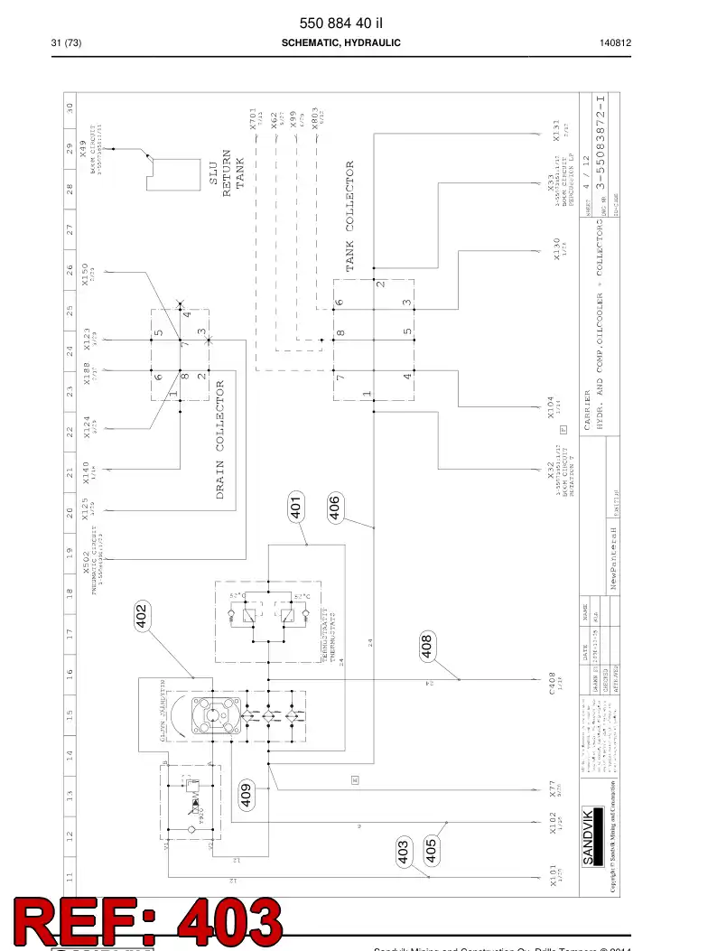 59201745b 592 017 45b Hydraulic hose assembly - Sandvik Technical Drawing