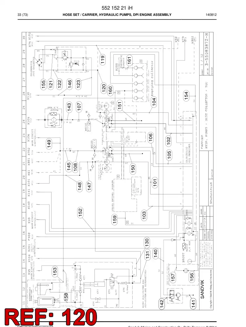 59201749a 592 017 49a Hydraulic hose assembly - Sandvik Technical Drawing