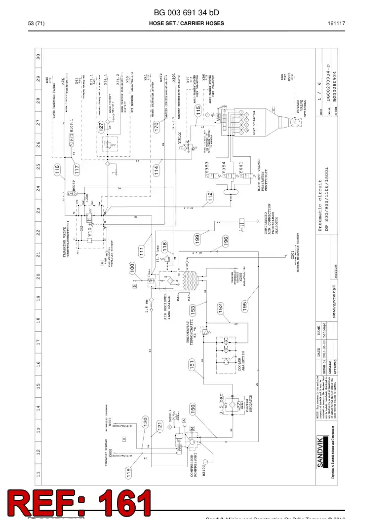 59201759 592 017 59 Hose Assembly, Hydraulic - Sandvik Technical Drawing