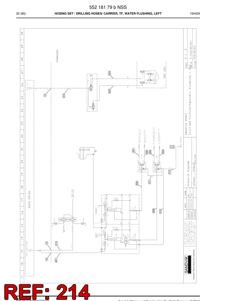 59201761 592 017 61 Hose Assembly, Hydraulic - Sandvik Technical Drawing
