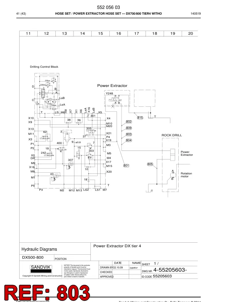59201765 592 017 65 Hose Assembly, Hydraulic - Sandvik Technical Drawing