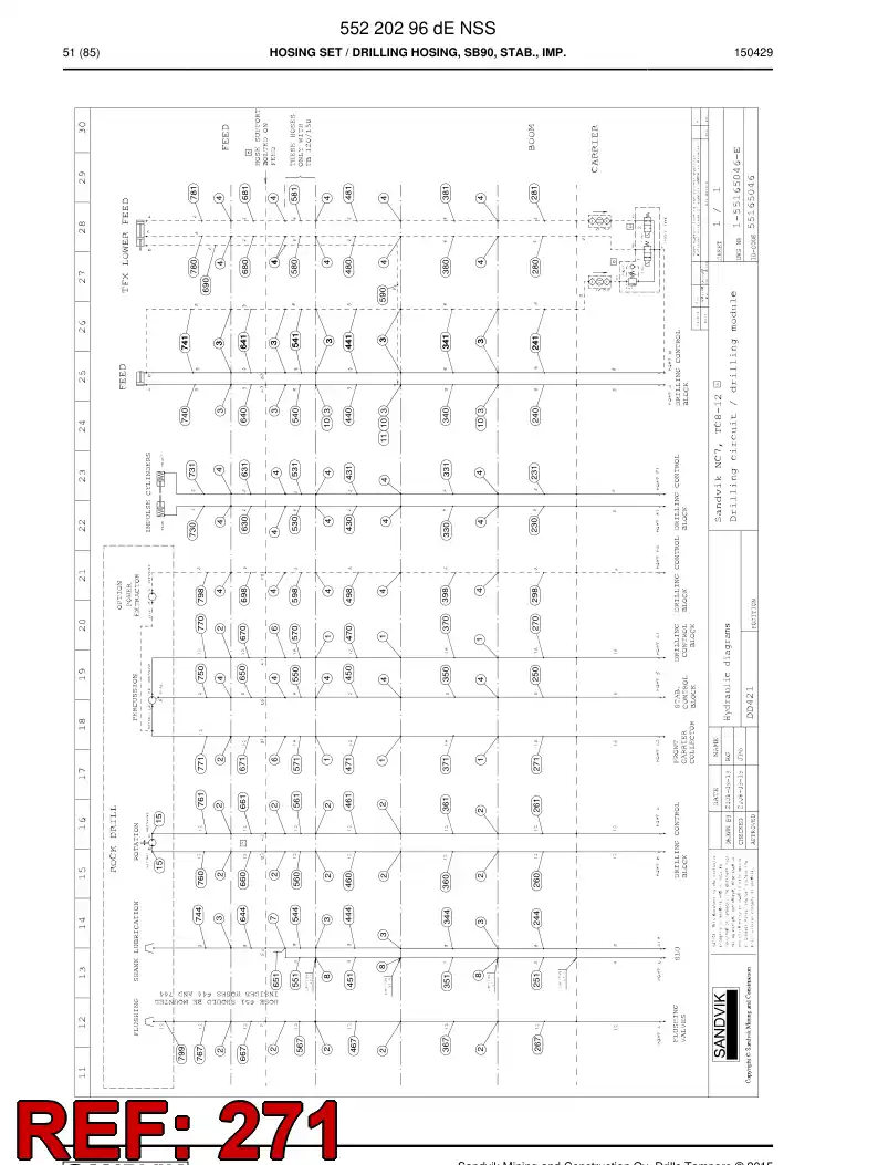 59201777a 592 017 77a Hose Assembly, Hydraulic - Sandvik Technical Drawing