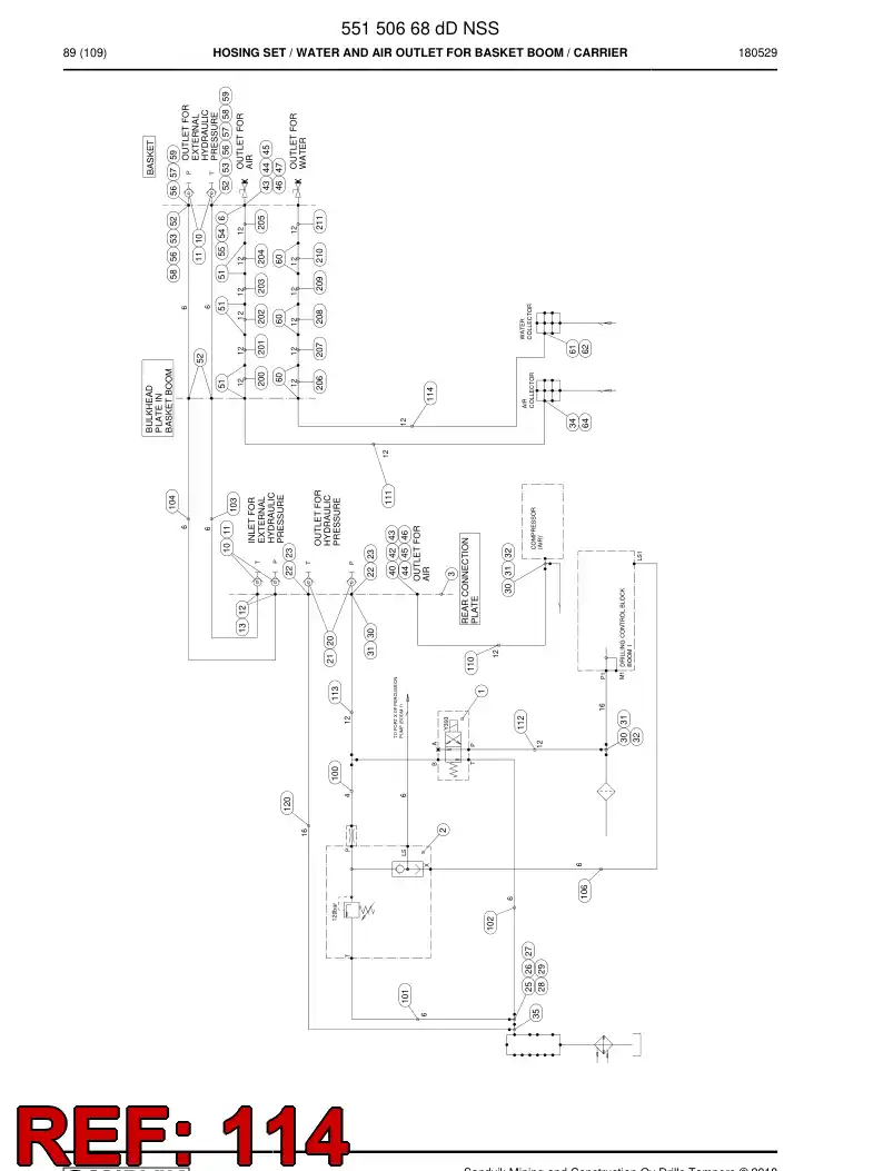 59201779b 592 017 79b Hydraulic hose assembly - Sandvik Technical Drawing