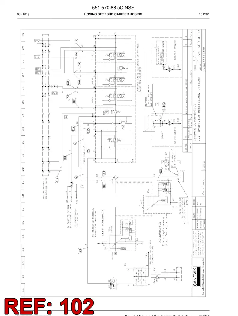 59201807b 592 018 07b Hydraulic hose assembly - Sandvik Technical Drawing
